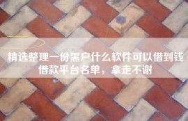 精选整理一份黑户什么软件可以借到钱借款平台名单，拿走不谢
