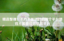 精选整理！千万不能错过的哪个平台借钱不需要征信借款平台