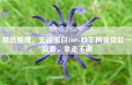 精选整理，无视黑白100%秒下网贷贷款一览表，拿走不谢