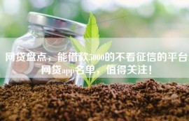 网贷盘点，能借款5000的不看征信的平台网贷app名单，值得关注！