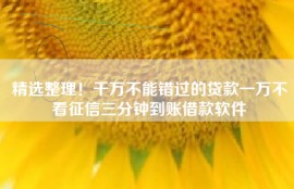 精选整理！千万不能错过的贷款一万不看征信三分钟到账借款软件