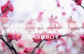 2022无视黑白100%秒下网贷有哪些借款平台有哪些？精选整理分享无视黑白100%秒下网贷借款口子