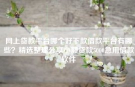 网上贷款平台哪个好下款借款平台有哪些？精选整理分享小额贷款5000急用借款软件