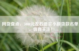 网贷盘点，5000元左右借款小额贷款名单，值得关注！