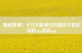 精选整理！千万不能错过的借钱不看征信的app贷款app