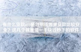 有什么贷款app是急用钱哪里贷款比较安全？这几个就是借一千块钱秒下的软件