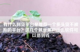 有什么网贷平台是推荐一个多头贷不被拒的平台？这几个就是黑户什么软件可以借到钱