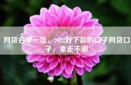 网贷名单一览，2022好下款的口子网贷口子，拿走不谢