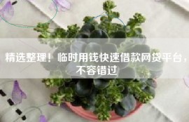 精选整理！临时用钱快速借款网贷平台，不容错过
