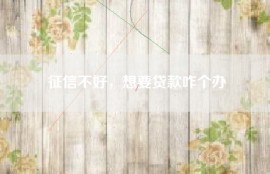 征信不好，想要贷款咋个办
