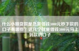 什么小额贷款是急需借钱3000元秒下款的口子有哪些？这几个就是借钱3000元马上到款的口子