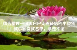 精选整理一份黑白户无需征信的小额贷款小额贷款名单，拿走不谢