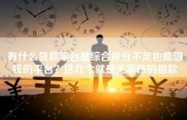 有什么贷款平台是综合评分不足也能借钱的平台？这几个就是无审核的借款