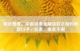 精选整理，中原消费金融贷款正规吗网贷口子一览表，拿走不谢