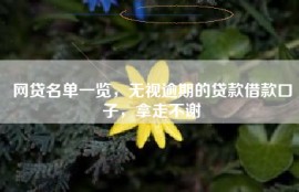 网贷名单一览，无视逾期的贷款借款口子，拿走不谢