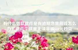 有什么借款软件是有逾期急需用钱怎么办？这几个就是无须审核500元秒贷