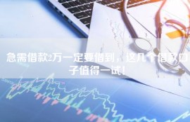急需借款2万一定要借到，这几个借款口子值得一试！
