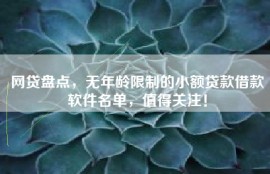 网贷盘点，无年龄限制的小额贷款借款软件名单，值得关注！
