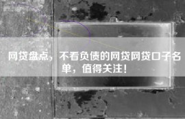 网贷盘点，不看负债的网贷网贷口子名单，值得关注！