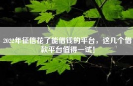 2022年征信花了能借钱的平台，这几个借款平台值得一试！