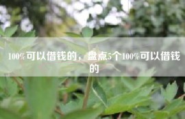 100%可以借钱的，盘点5个100%可以借钱的