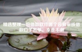 精选整理一份借款软件哪个容易审核借款口子名单，拿走不谢