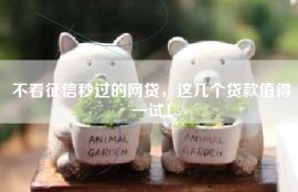 不看征信秒过的网贷，这几个贷款值得一试！