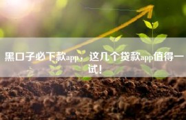 黑口子必下款app，这几个贷款app值得一试！
