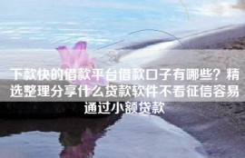 下款快的借款平台借款口子有哪些？精选整理分享什么贷款软件不看征信容易通过小额贷款