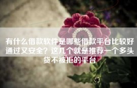 有什么借款软件是哪些借款平台比较好通过又安全？这几个就是推荐一个多头贷不被拒的平台