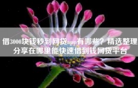 借3000块钱秒到网贷app有哪些？精选整理分享在哪里能快速借到钱网贷平台