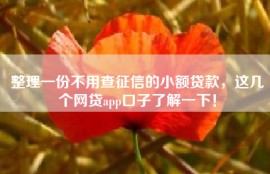 整理一份不用查征信的小额贷款，这几个网贷app口子了解一下！