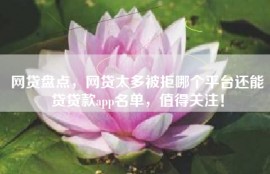 网贷盘点，网贷太多被拒哪个平台还能贷贷款app名单，值得关注！