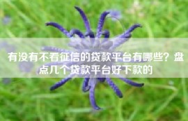 有没有不看征信的贷款平台有哪些？盘点几个贷款平台好下款的