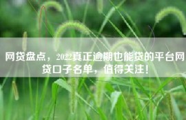 网贷盘点，2022真正逾期也能贷的平台网贷口子名单，值得关注！