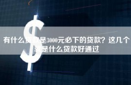 有什么贷款是3000元必下的贷款？这几个就是什么贷款好通过