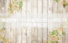 精选整理！千万不能错过的2022贷款口子必下款借款口子