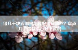 借几千块钱哪里比较好借有哪些？盘点几个借款平台好下款的