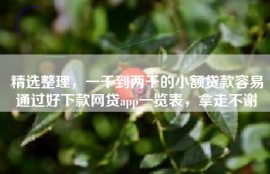 精选整理，一千到两千的小额贷款容易通过好下款网贷app一览表，拿走不谢