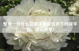 整理一份什么贷款不看征信秒下网贷平台，简云分享！