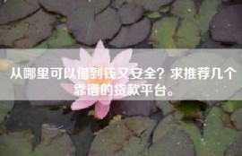 从哪里可以借到钱又安全？求推荐几个靠谱的贷款平台。