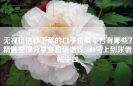 无视征信秒下款的口子贷款平台有哪些？精选整理分享身份证借钱5000马上到账借款平台