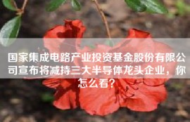 国家集成电路产业投资基金股份有限公司宣布将减持三大半导体龙头企业，你怎么看？