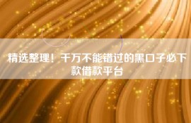 精选整理！千万不能错过的黑口子必下款借款平台