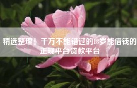 精选整理！千万不能错过的18岁能借钱的正规平台贷款平台