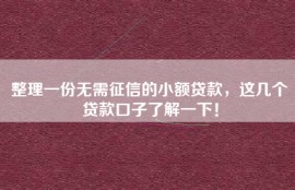 整理一份无需征信的小额贷款，这几个贷款口子了解一下！