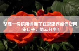 整理一份信用逾期了在哪里还能借贷网贷口子，简云分享！