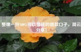 整理一份100%可以借钱的借款口子，简云分享！