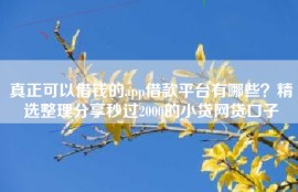 真正可以借钱的app借款平台有哪些？精选整理分享秒过2000的小贷网贷口子