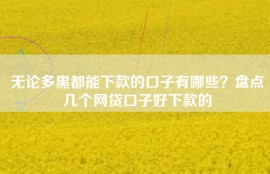 无论多黑都能下款的口子有哪些？盘点几个网贷口子好下款的